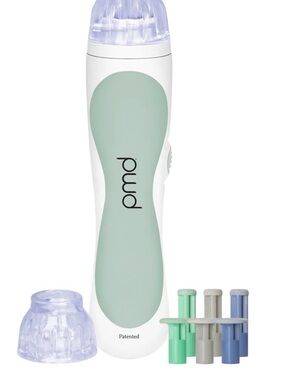 PMD Mint and White Microdermabrasion Device with Colored Treatment Heads